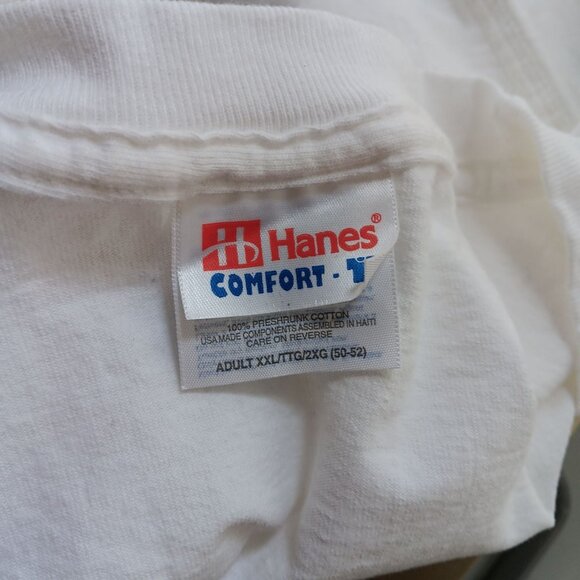 XXL True Vintage Hand-Painted Floral Design T-shirt Granny Hanes Comfort-T White - Picture 4 of 4